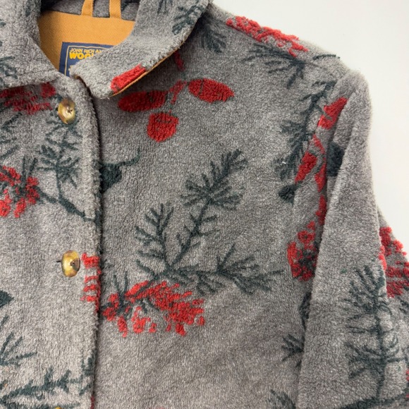 Woolrich Vintage Floral Fleece Double Lined Jacket Button Up Cozy Warm Coat - Picture 3 of 11